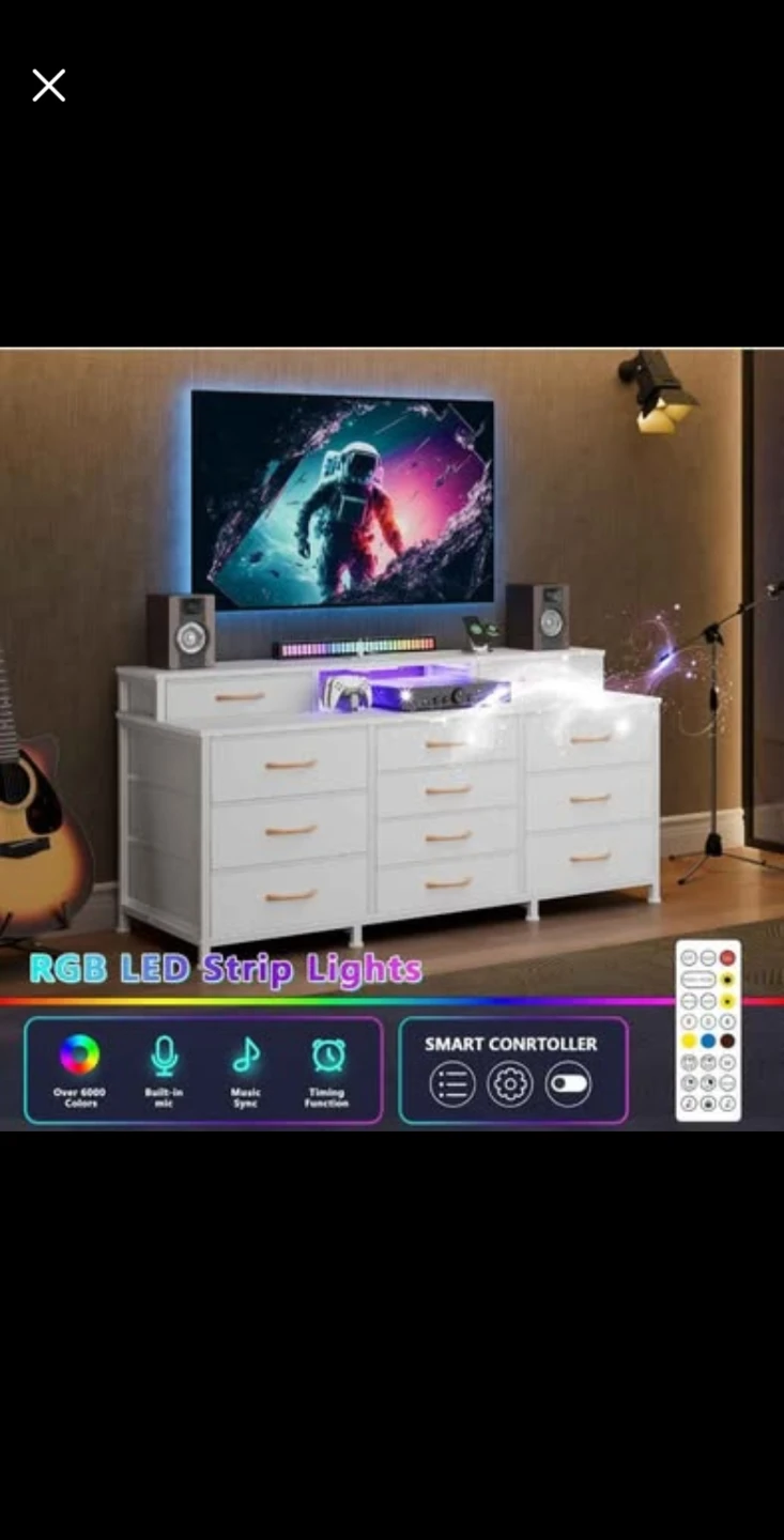White Dresser with RGB LED Strip Lights - photo 3