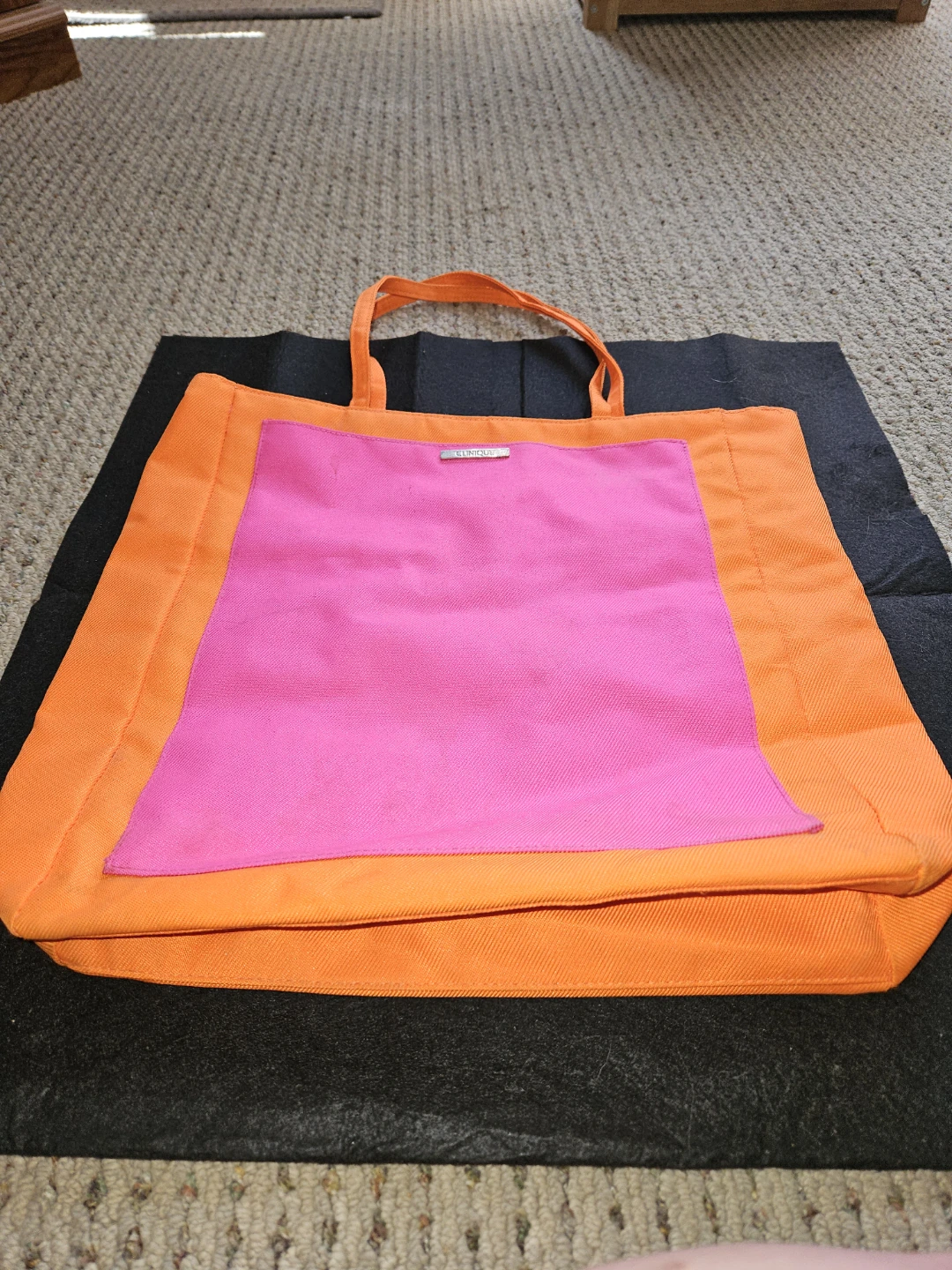 Clinique Orange and Pink Tote Bag