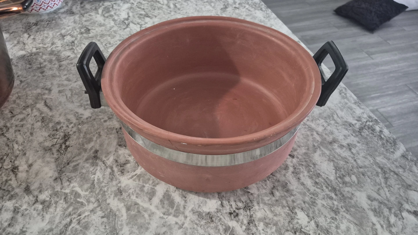 Terracotta Pot with Metal Band and Handles