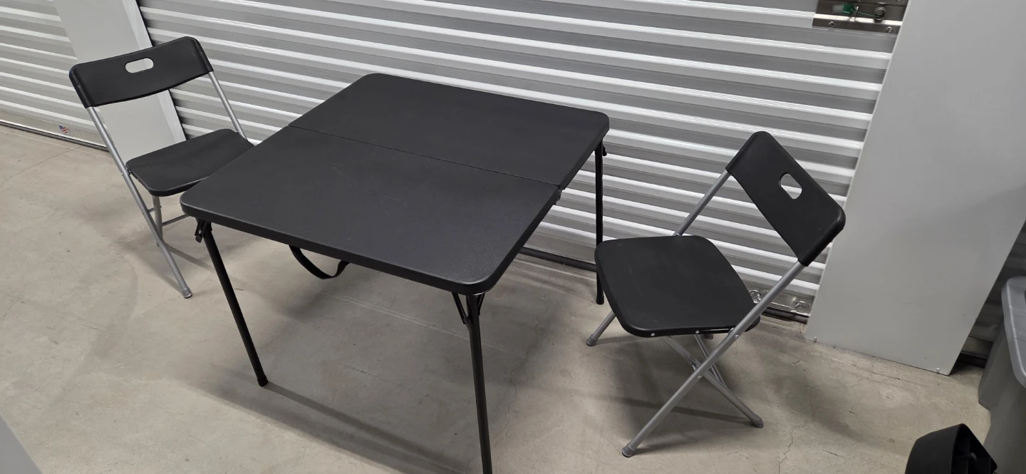 Black Folding Table and 2 Chairs Set
