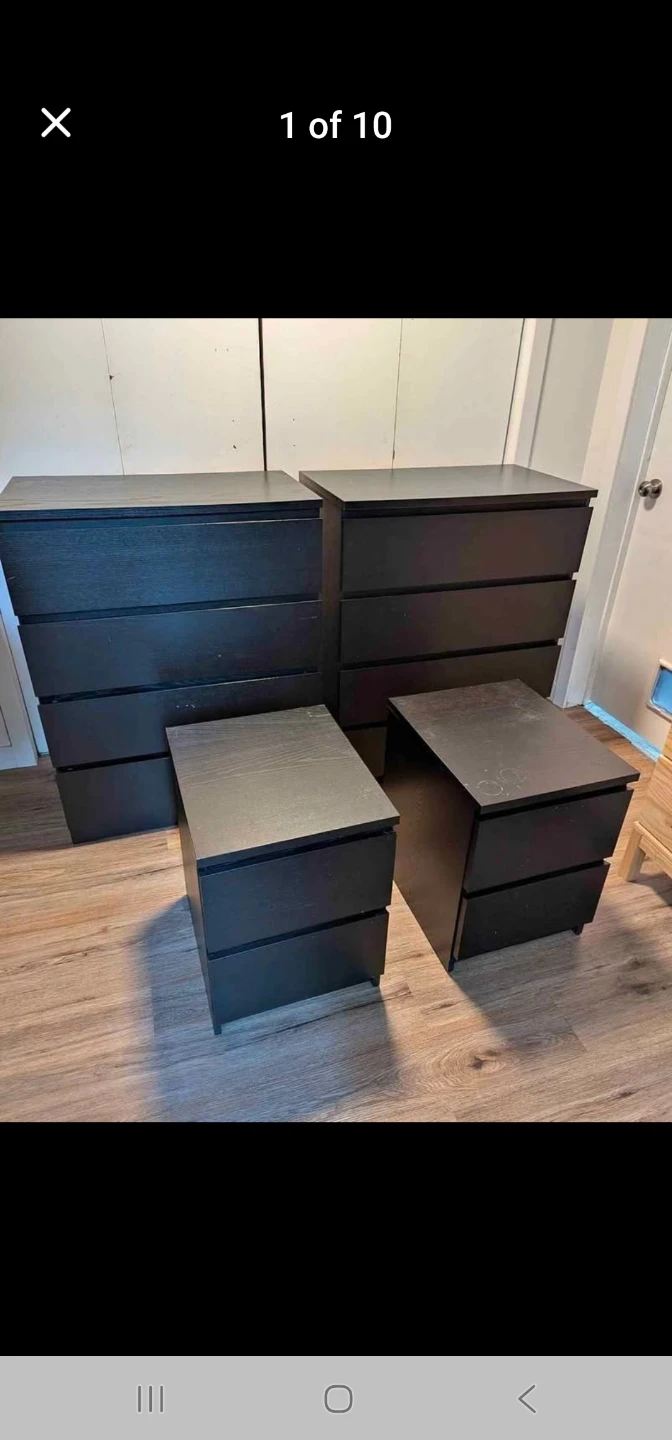 Malm dresser plus 2 side tables