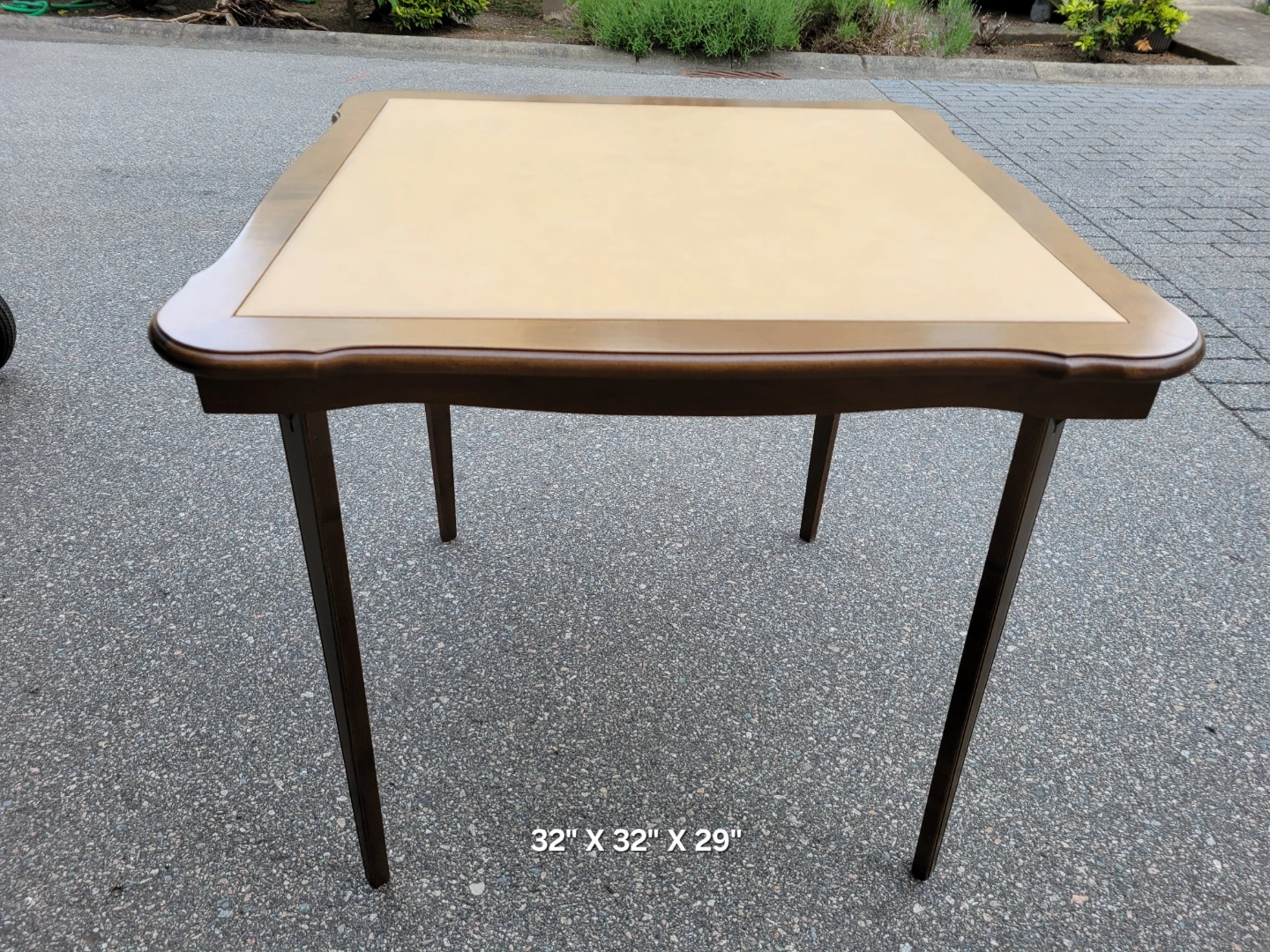 Mid-Century Style Wood Folding Game Table w/ Leather Inlay - photo 2
