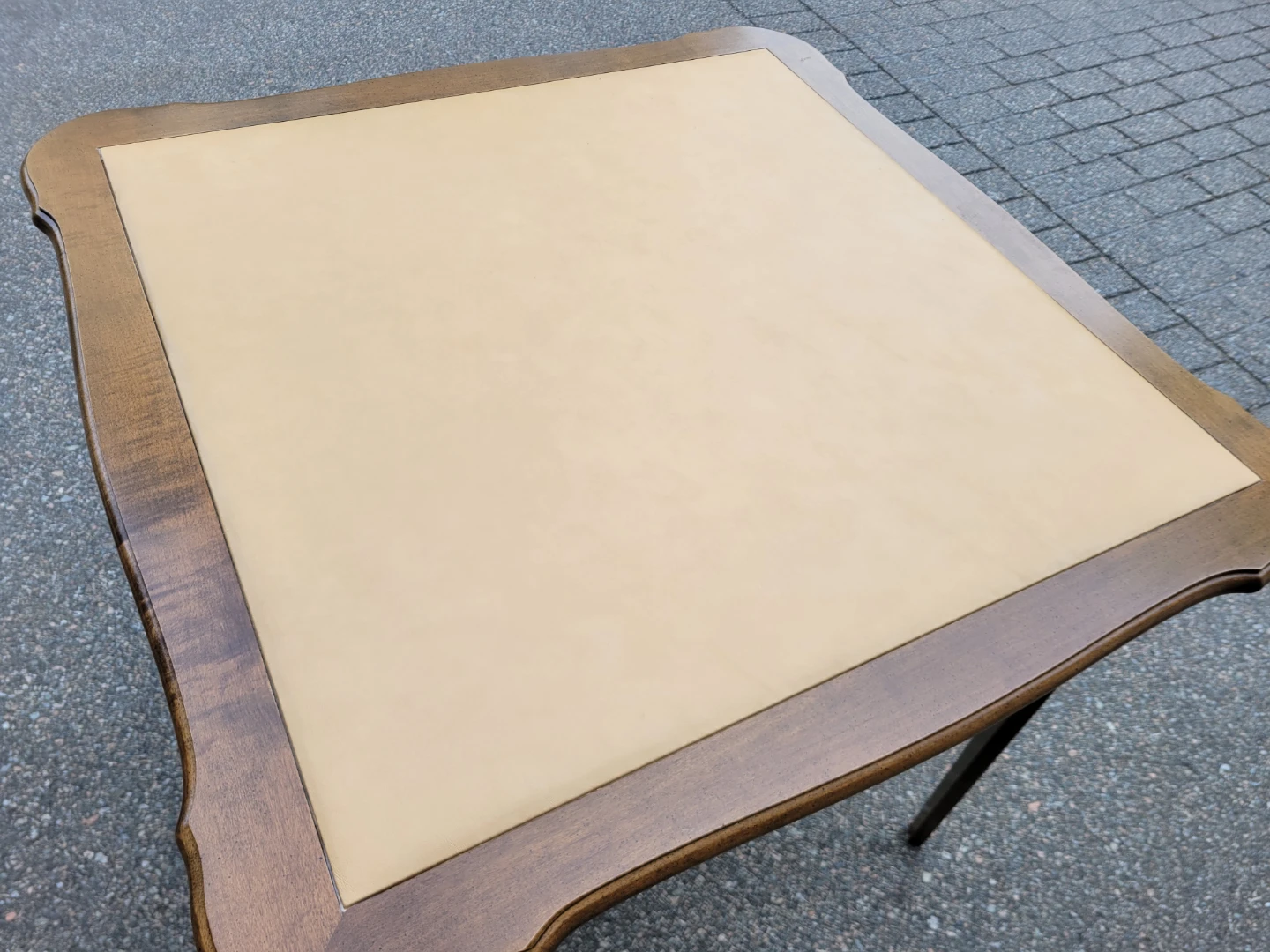 Mid-Century Style Wood Folding Game Table w/ Leather Inlay - photo 3