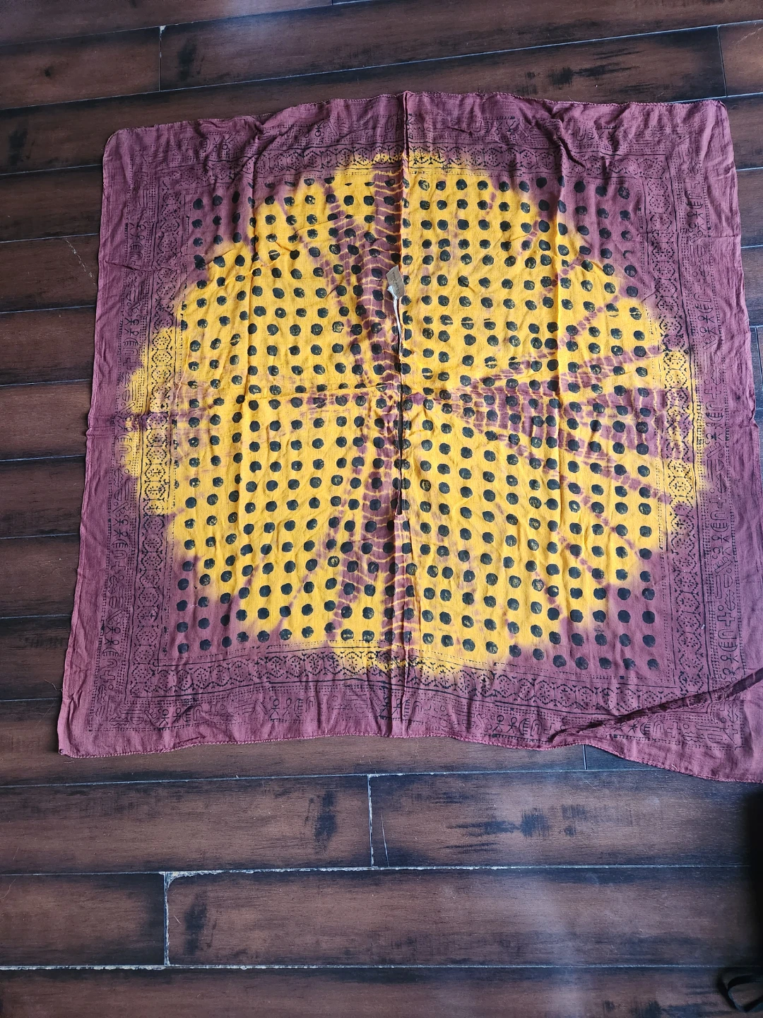 Yellow and Maroon Polka Dot poncho