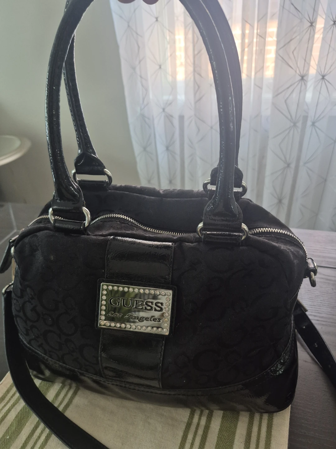 Guess Black Monogram Satchel Handbag - photo 2