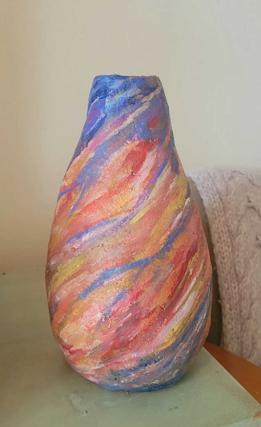 Hand-painted paper clay  Vase with Twig Decor - photo 3