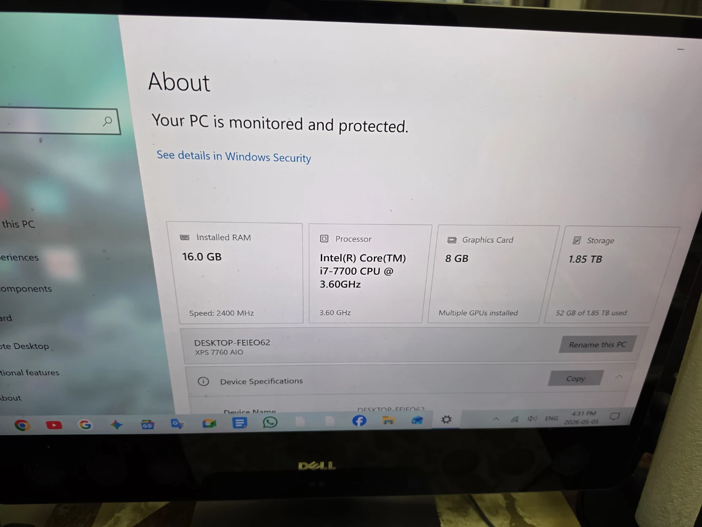 Dell XPS 7760 AIO 4k Touchscreen PC - photo 2