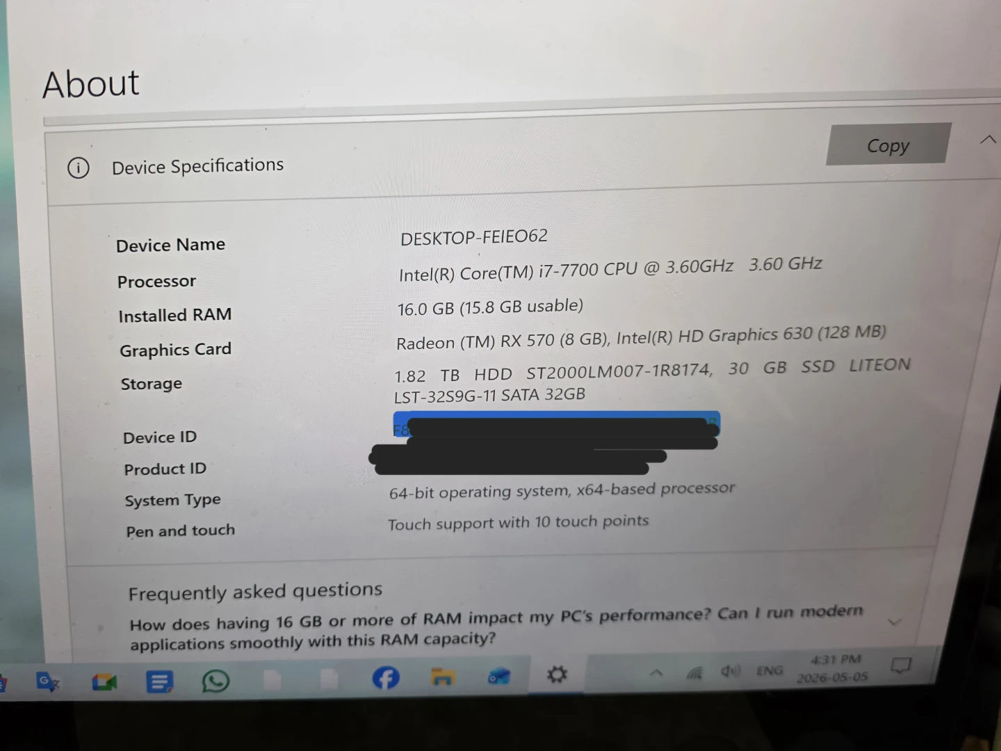 Dell XPS 7760 AIO 4k Touchscreen PC - photo 3