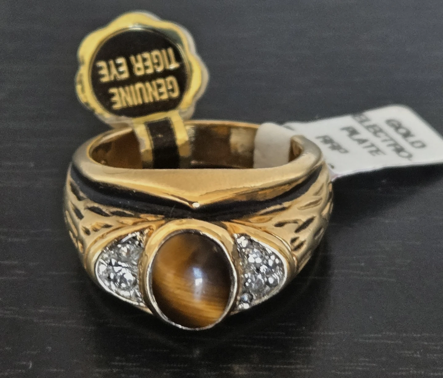 Men's Tiger Eye Ring-Gold Plated, NEW With Tags (Size 9) - photo 5