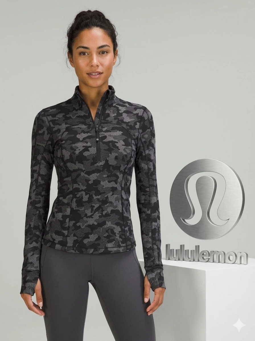 Lululemon Black Camo Half-Zip Pullover Size 4