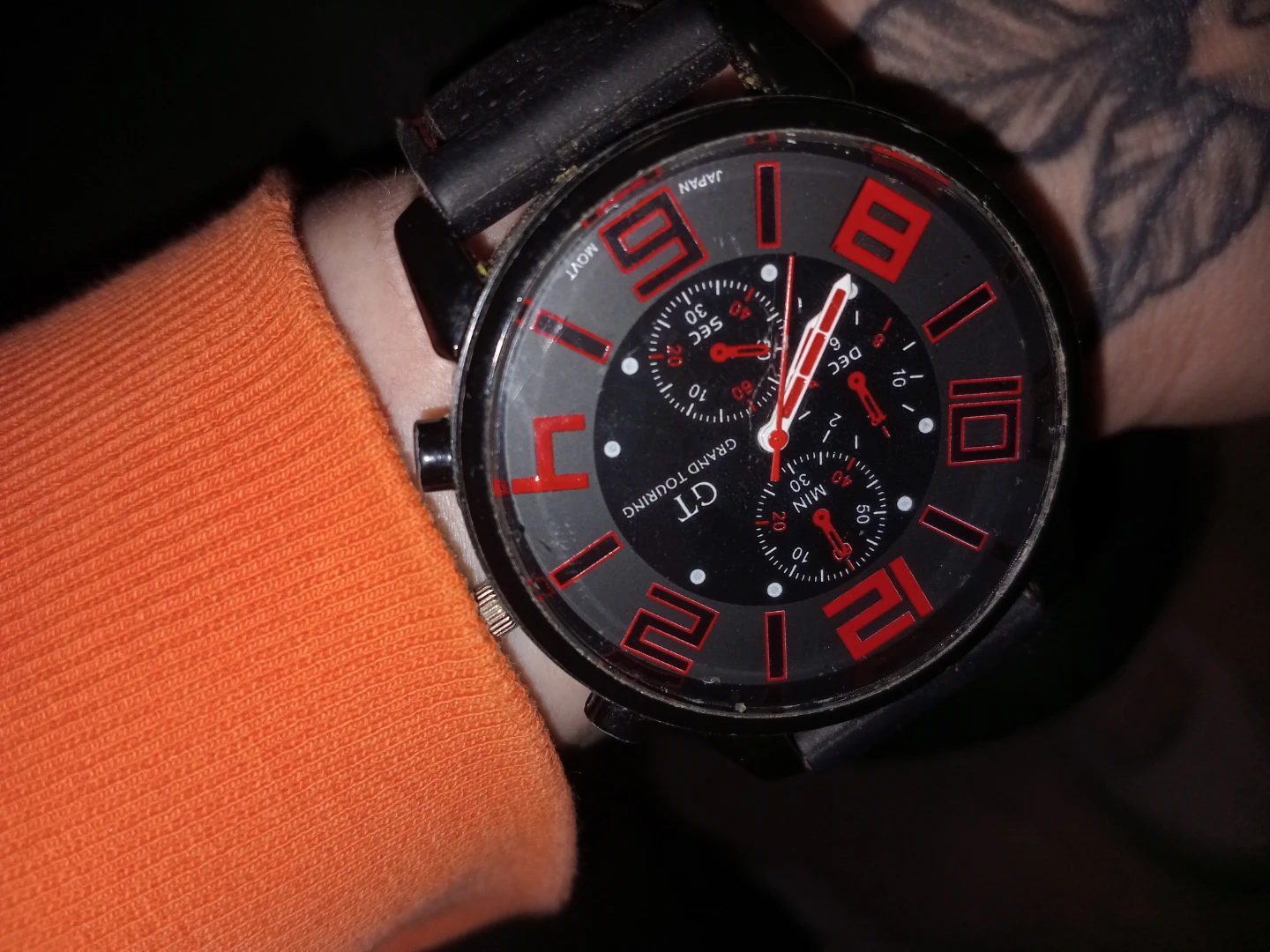 GT Grand Touring Men's Watch - Black with Red Accents