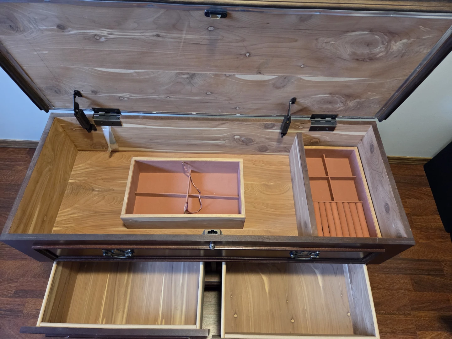 Dark Wood Cedar Chest with Drawers - photo 2
