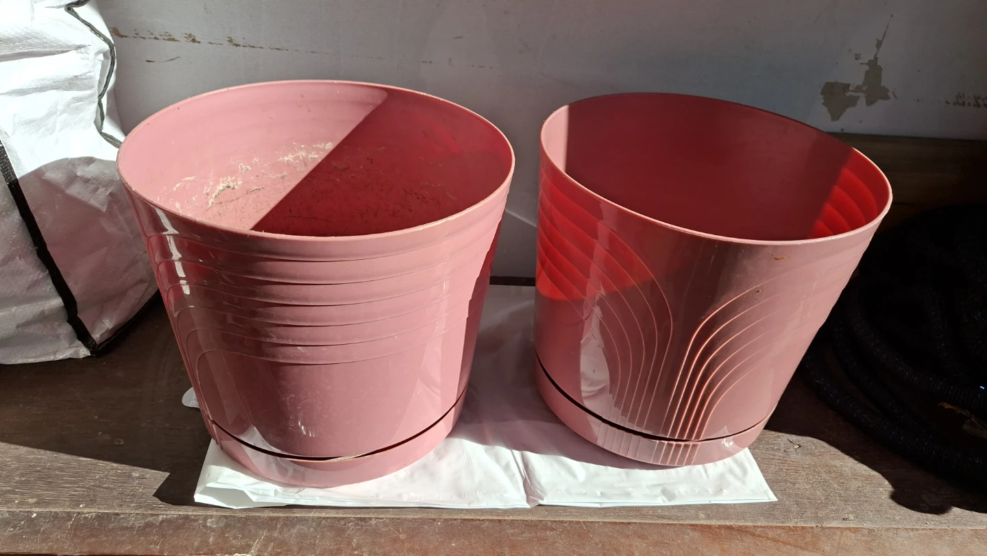 Set of 2 Pink Plastic Planters