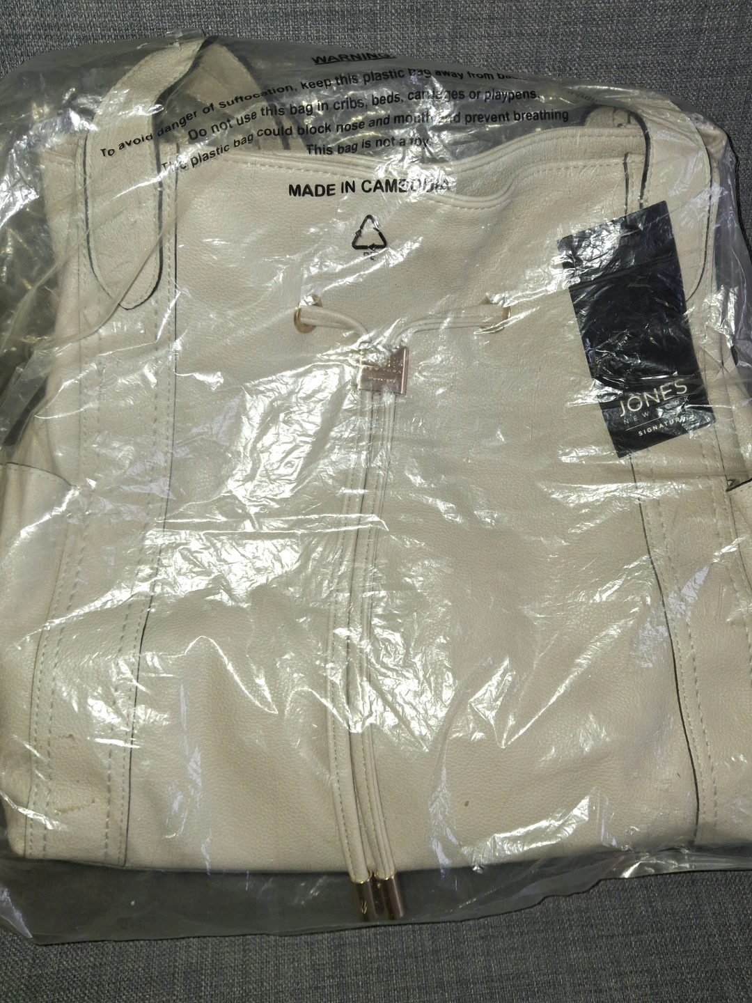Jones New York White Faux Leather Shoulder Bag