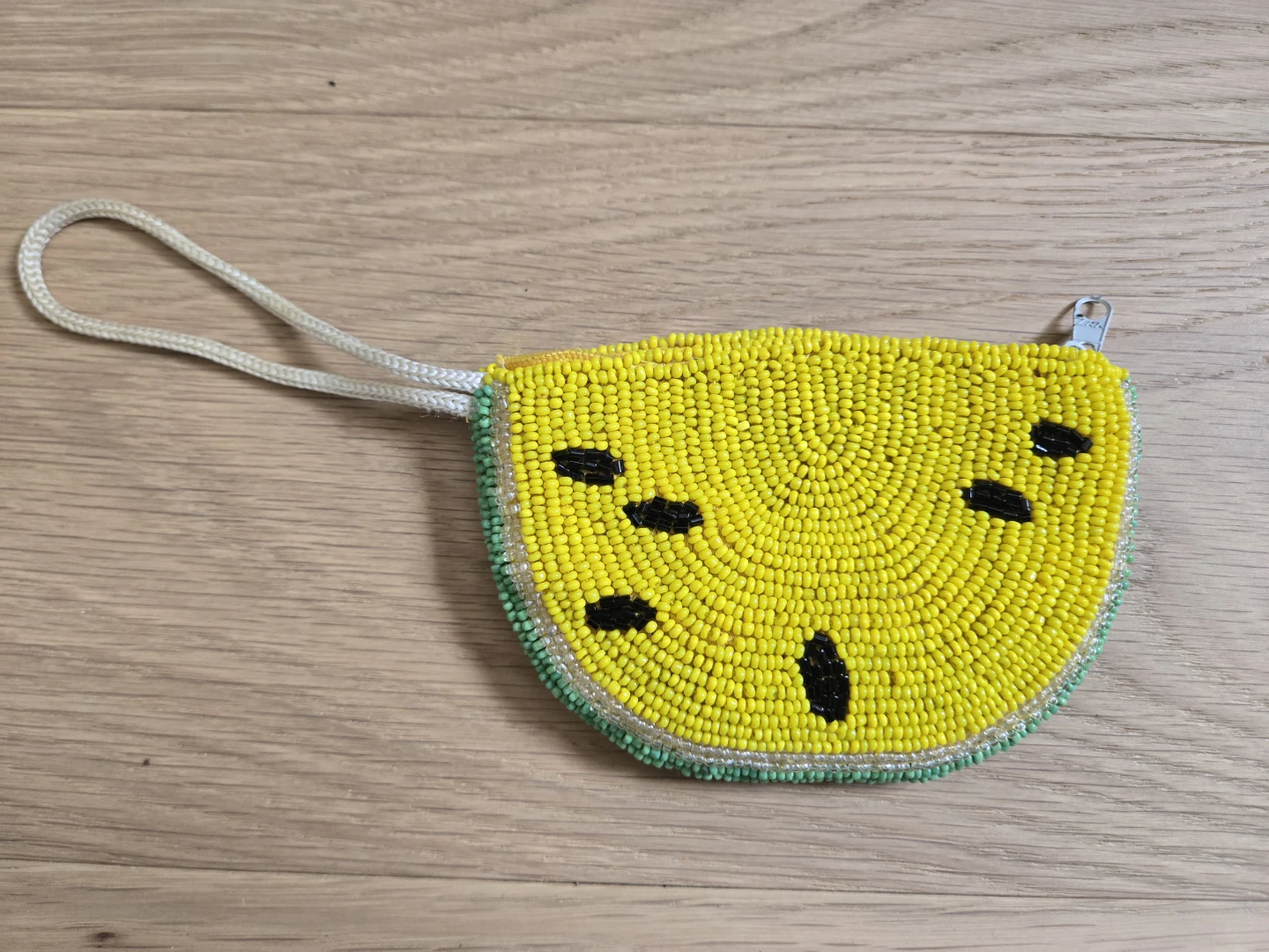 Yellow Watermelon Beaded Coin Purse Pouch