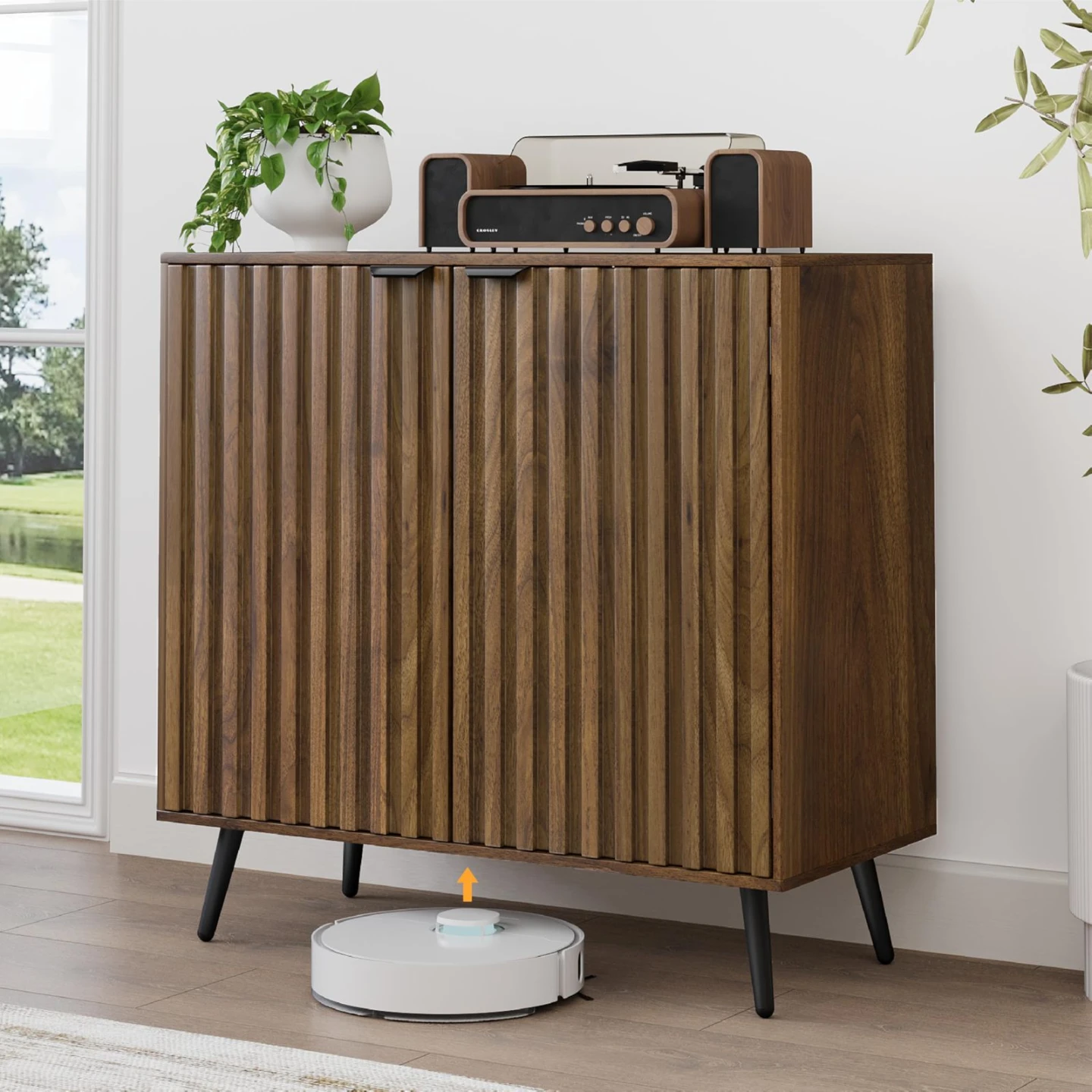 Modern Walnut Cabinet with Fluted Doors - Brand New - photo 4