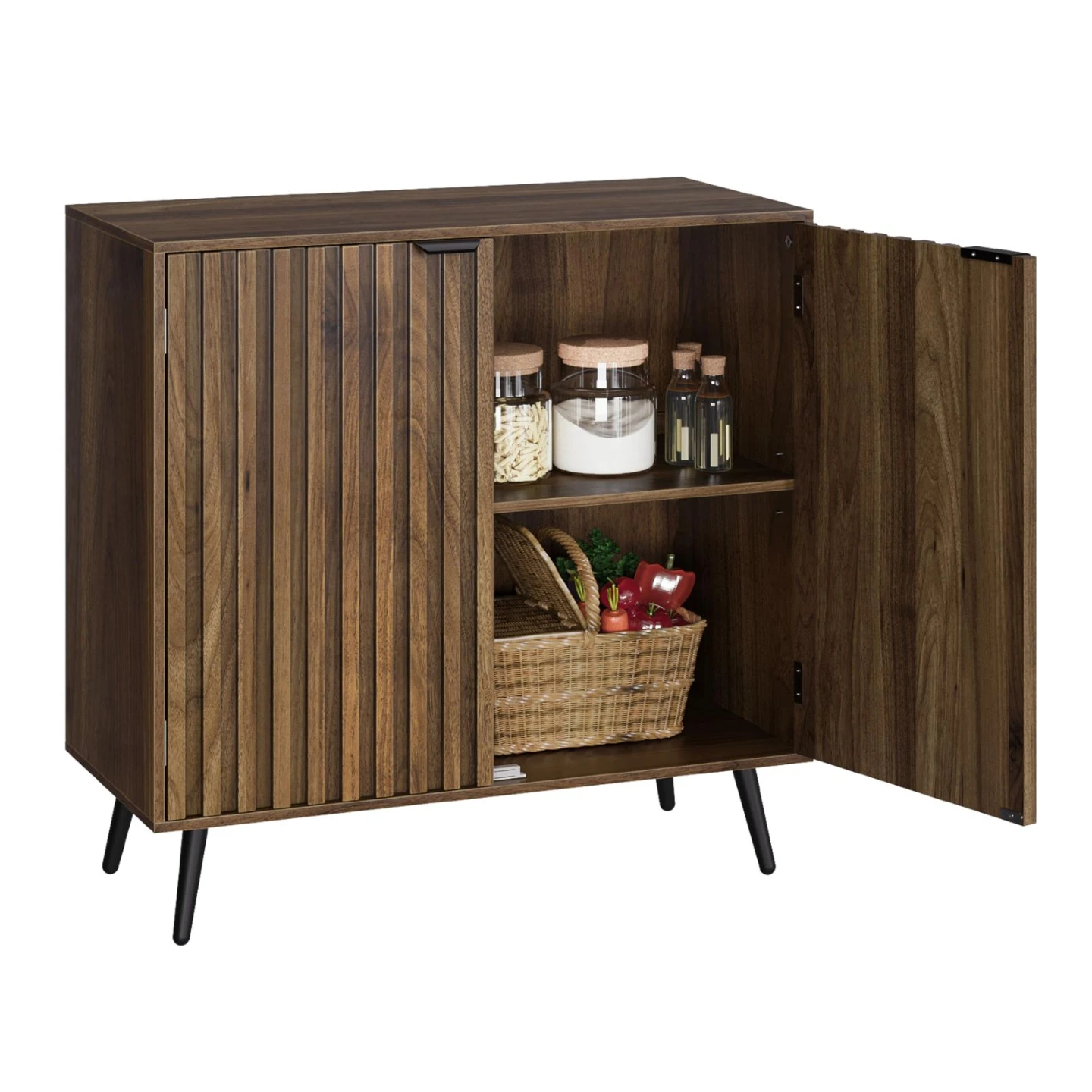 Modern Walnut Cabinet with Fluted Doors - Brand New - photo 5