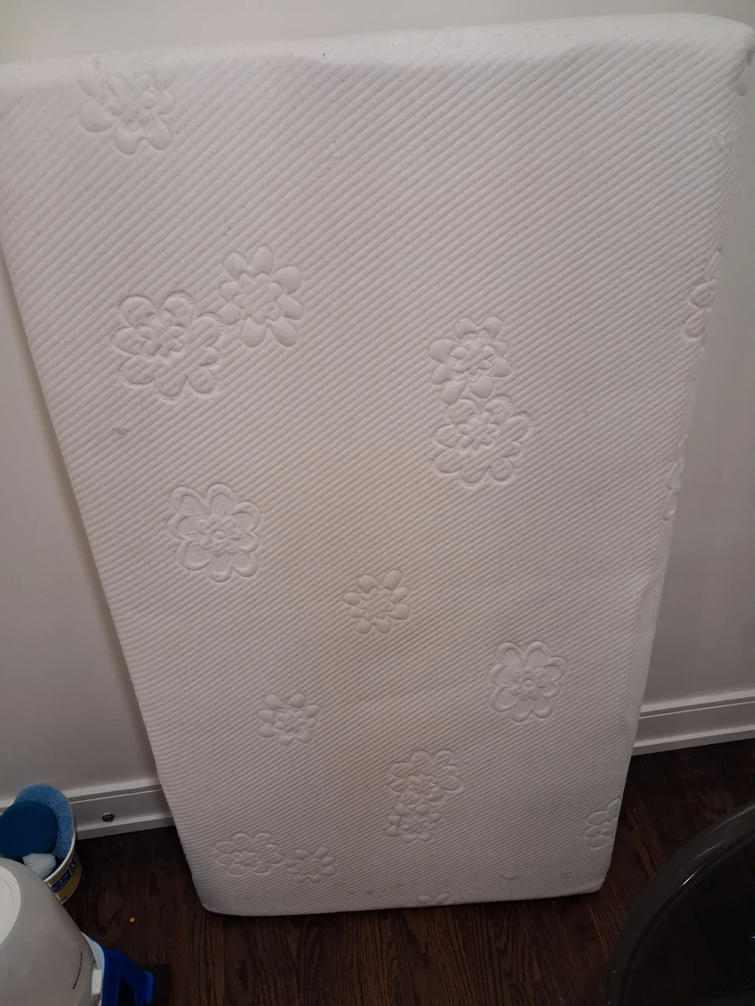 White Toddler Mattress with Floral Pattern