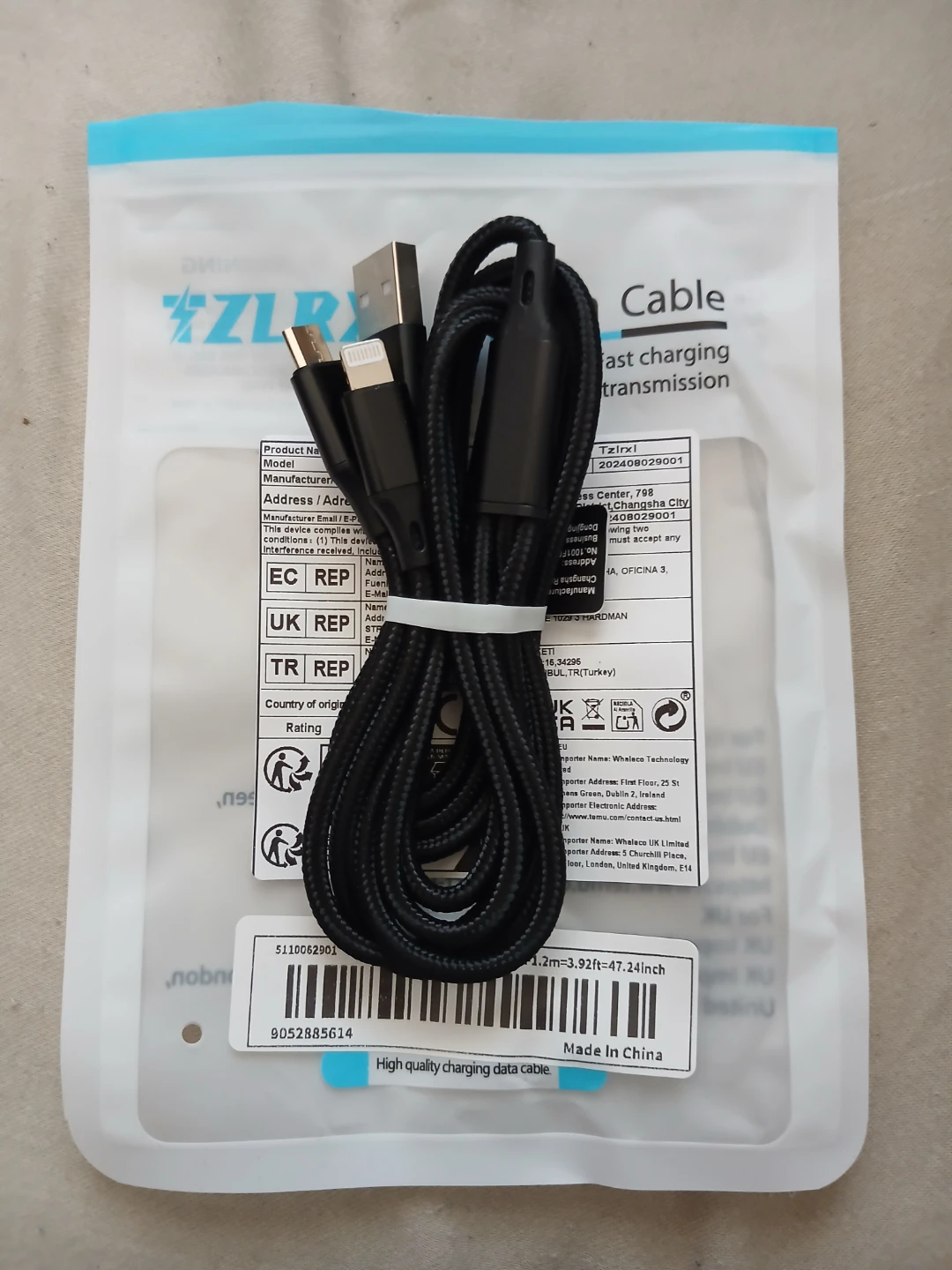 ZLRXL USB To USB-C, Micro USB, & Lightning Data Cable