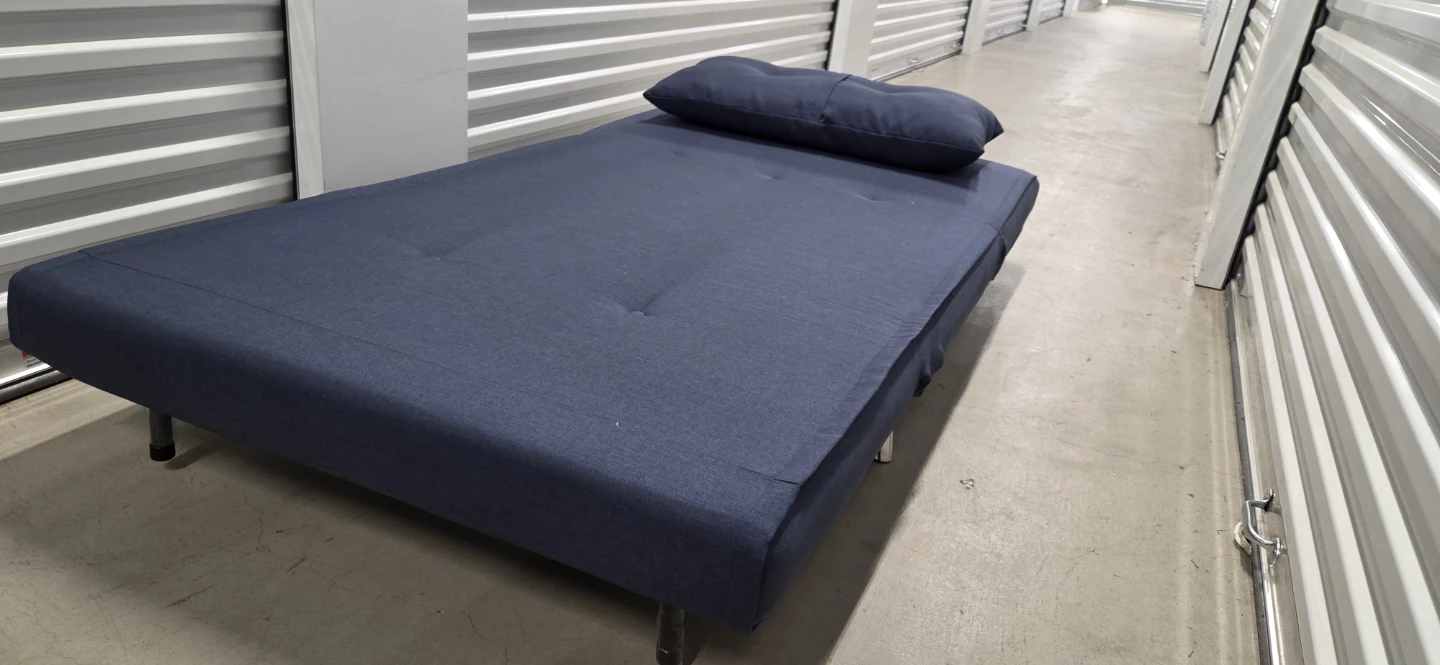 Blue Convertible Sofa Bed with Pillow - photo 2