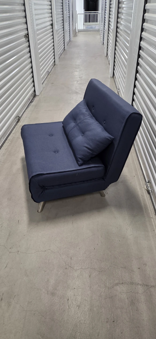Blue Convertible Sofa Bed with Pillow