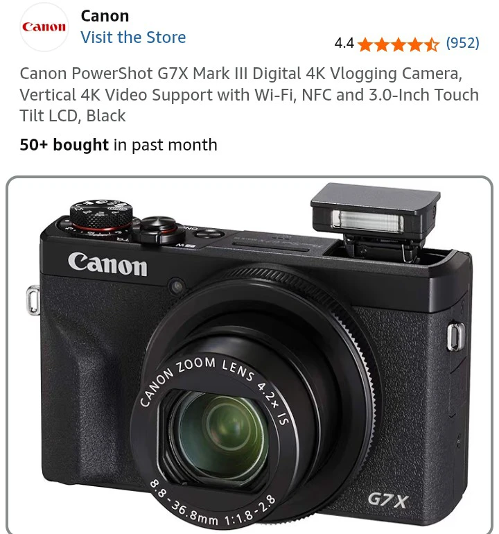Canon PowerShot G7 X Mark III Digital Camera