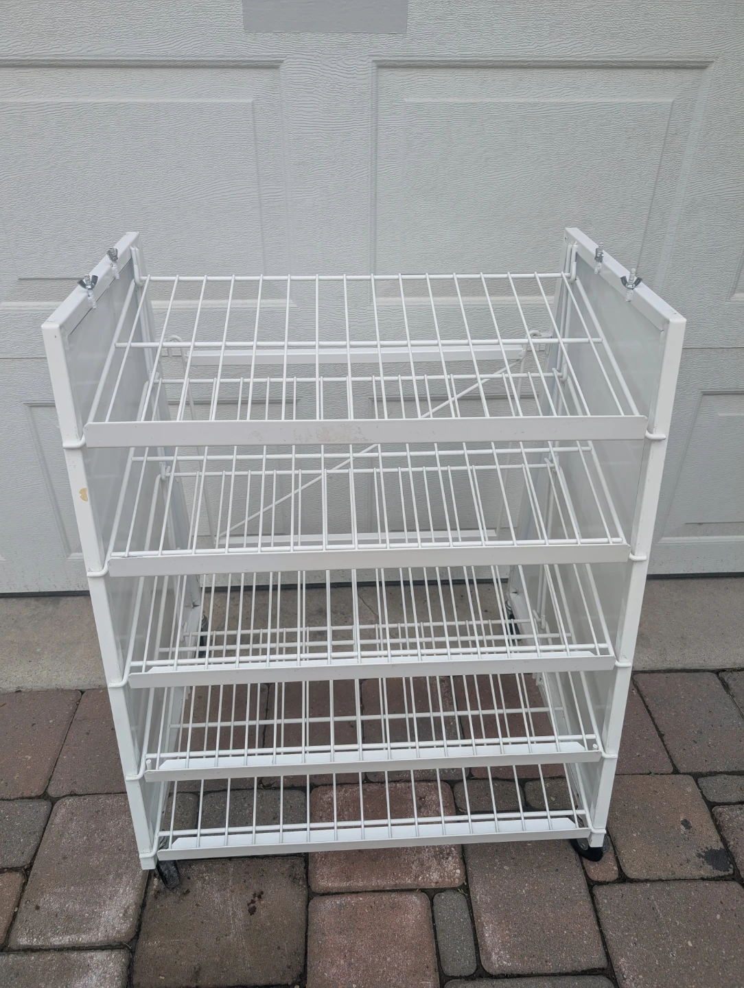 White 4-Tier Wire Shelving Unit on Wheels