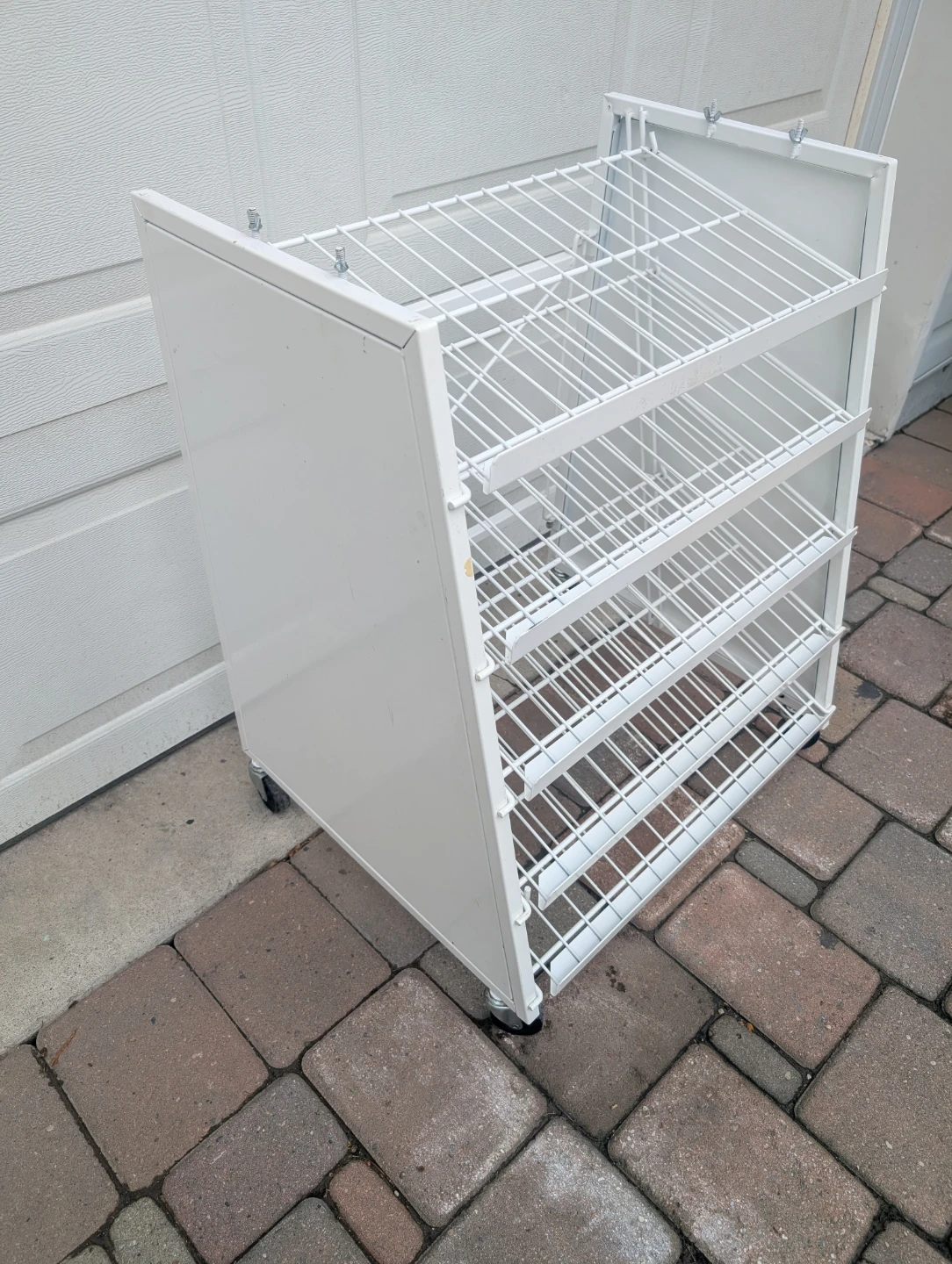 White 4-Tier Wire Shelving Unit on Wheels - photo 2