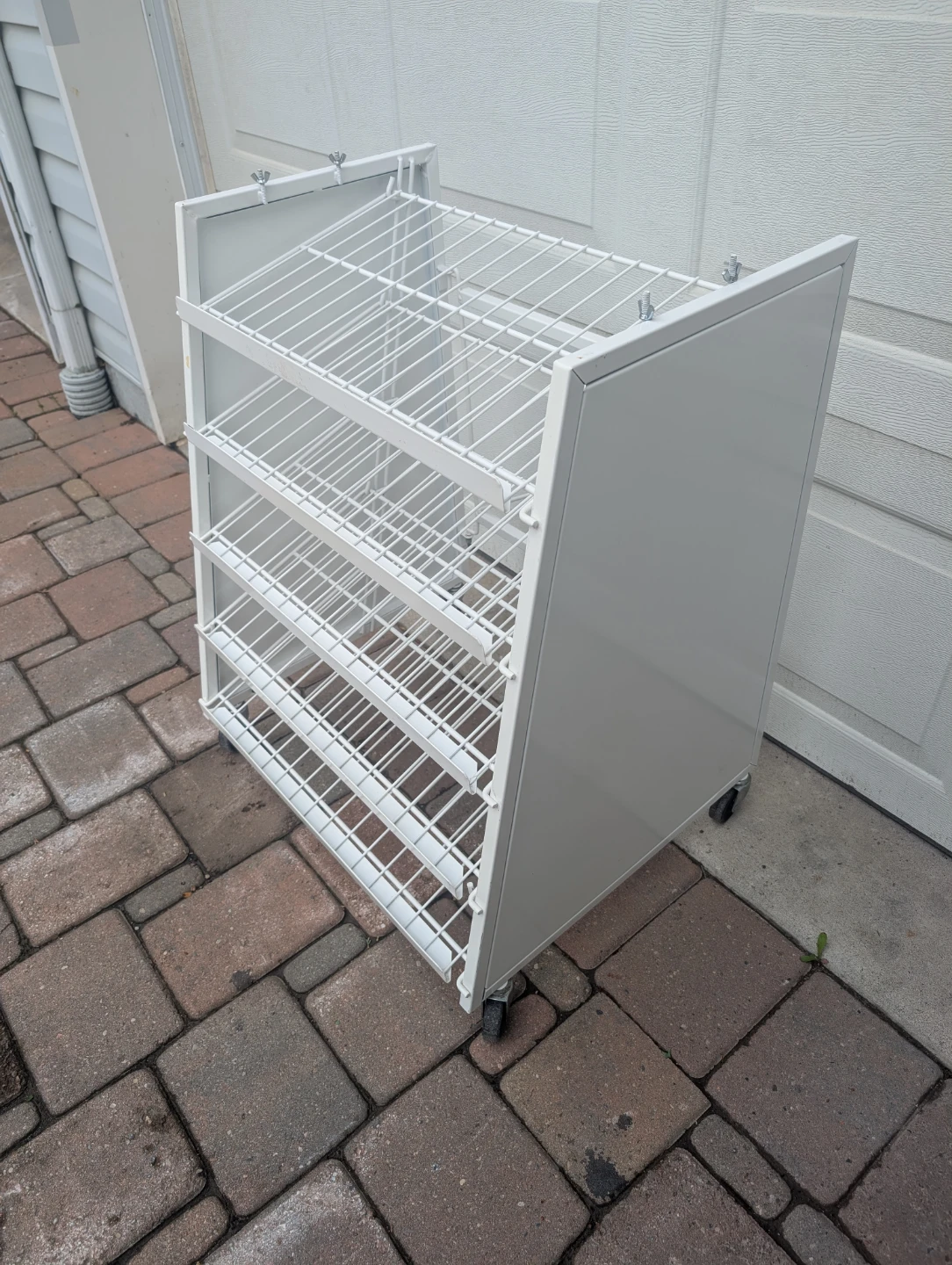 White 4-Tier Wire Shelving Unit on Wheels - photo 3