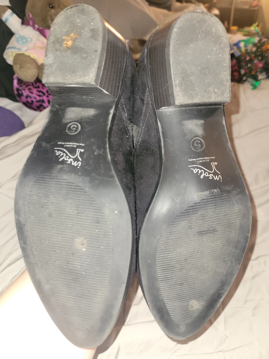 M&S Collection Black Suede Ankle Boots Size 5
