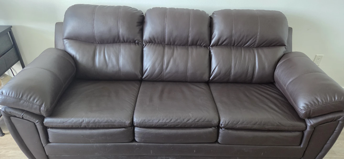 Brown Faux Leather Sofa