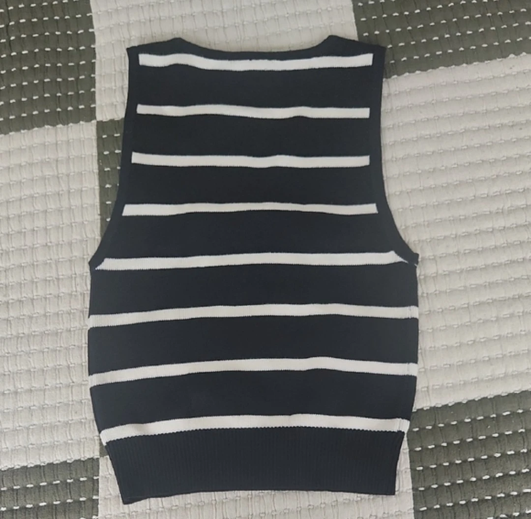 Dynamite Black & White Striped Knit Tank Top XXS - photo 2