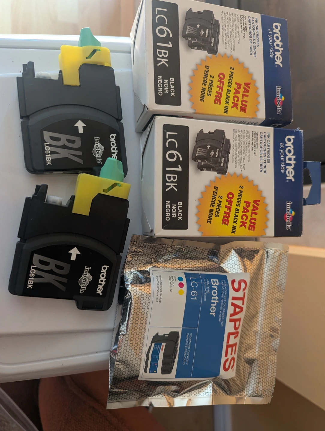 Group of Brother LC61BK Black Ink and LC-61 Colour Cartridges. - photo 5