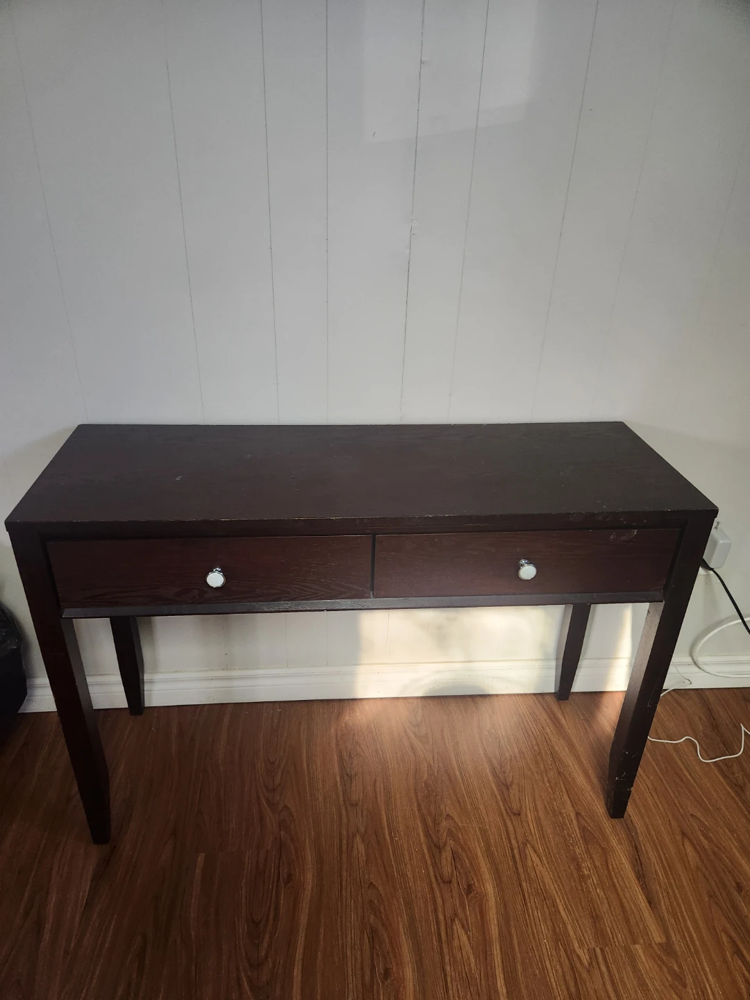 Dark Brown Console Table with Two Drawers