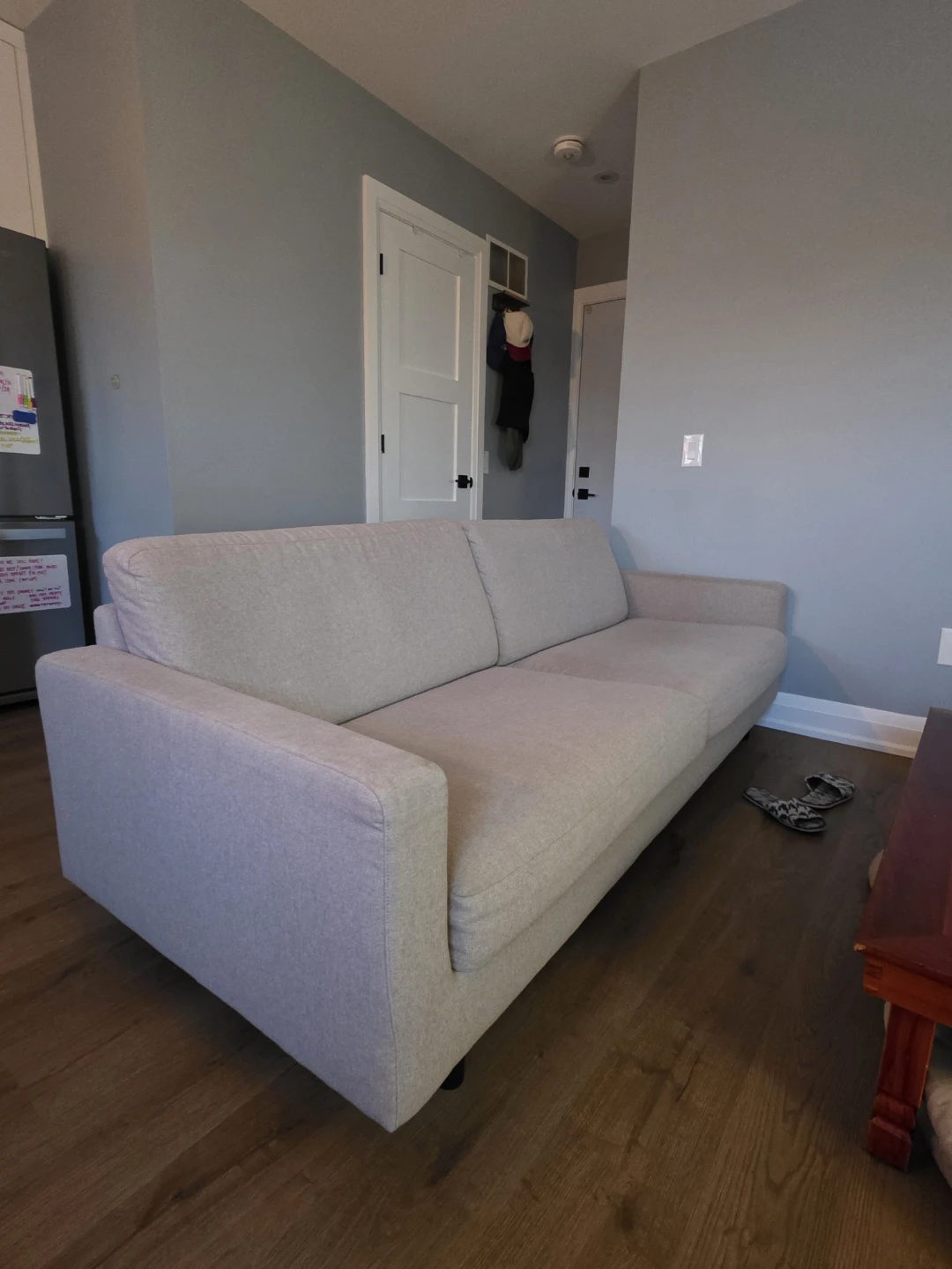EQ3 Oskar Sofa 93" Light Grey Fabric