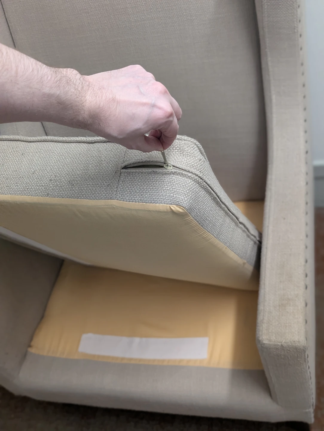 Wingback Accent Chair - Light Beige - photo 3