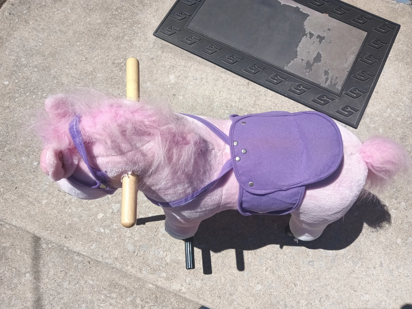 Pink Plush Ride-On Horse Toy with Wheels - photo 2
