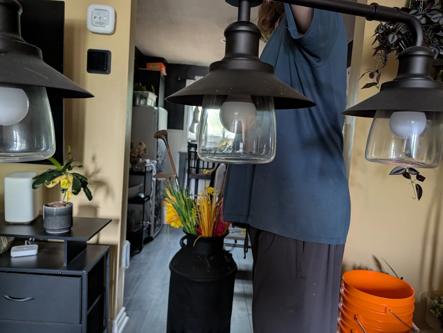 3-Light Black Barn Pendant Light Fixture with Glass Shades - photo 2