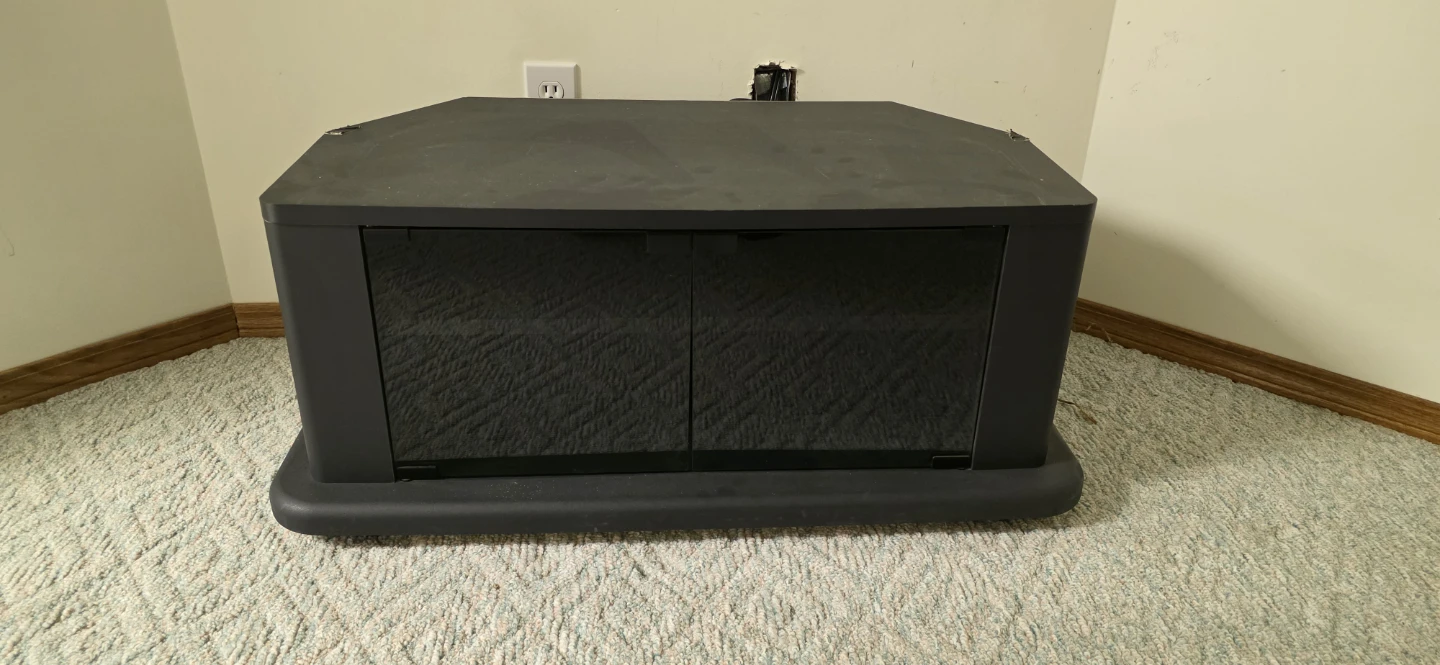 Black TV Stand with Glass Doors