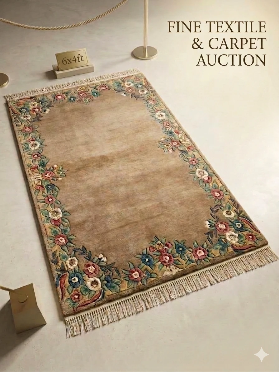 Plush 100% Wool Aubusson-Style Floral Area Rug - photo 2
