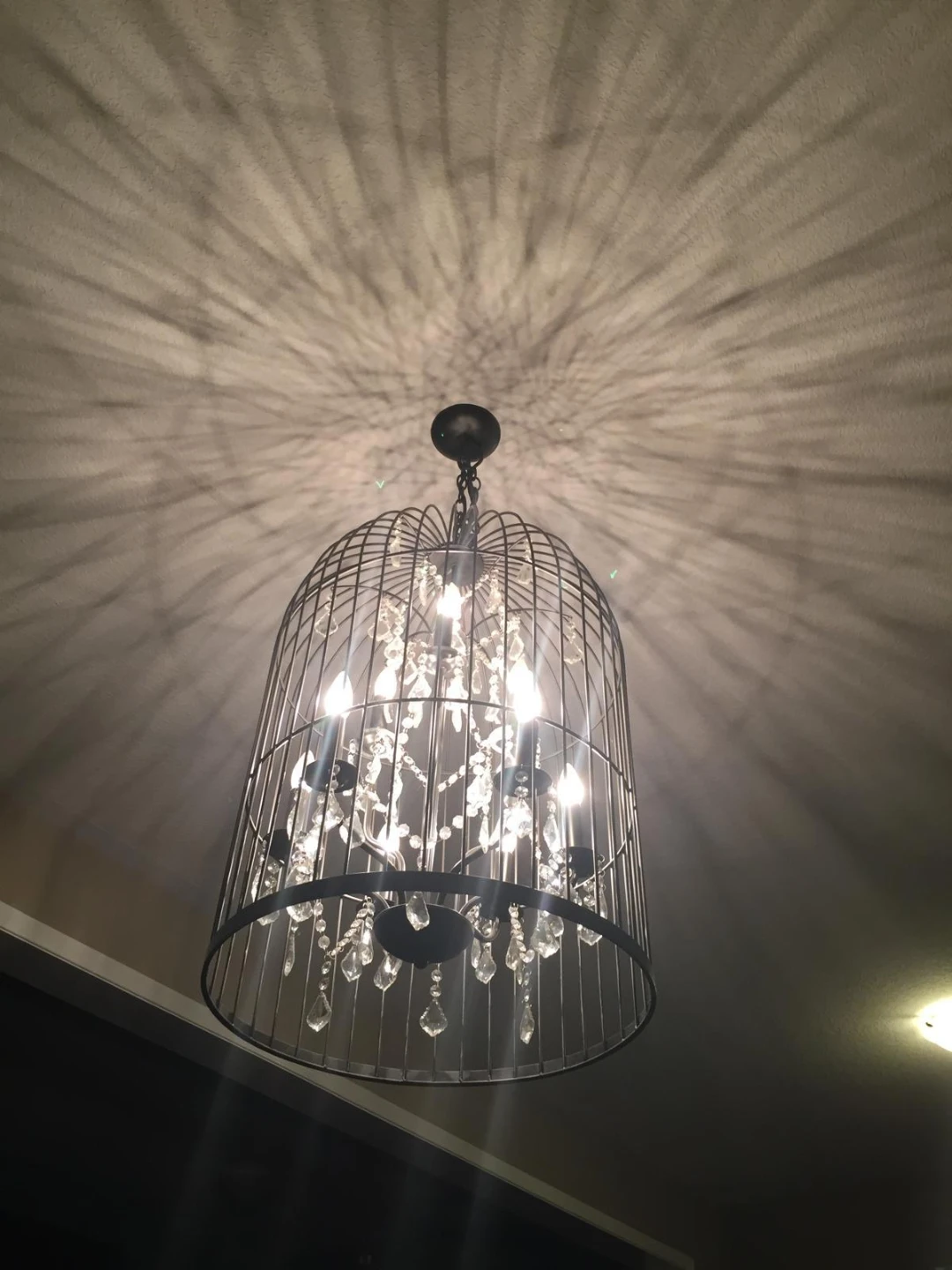 Black Birdcage Chandelier with Crystal Accents