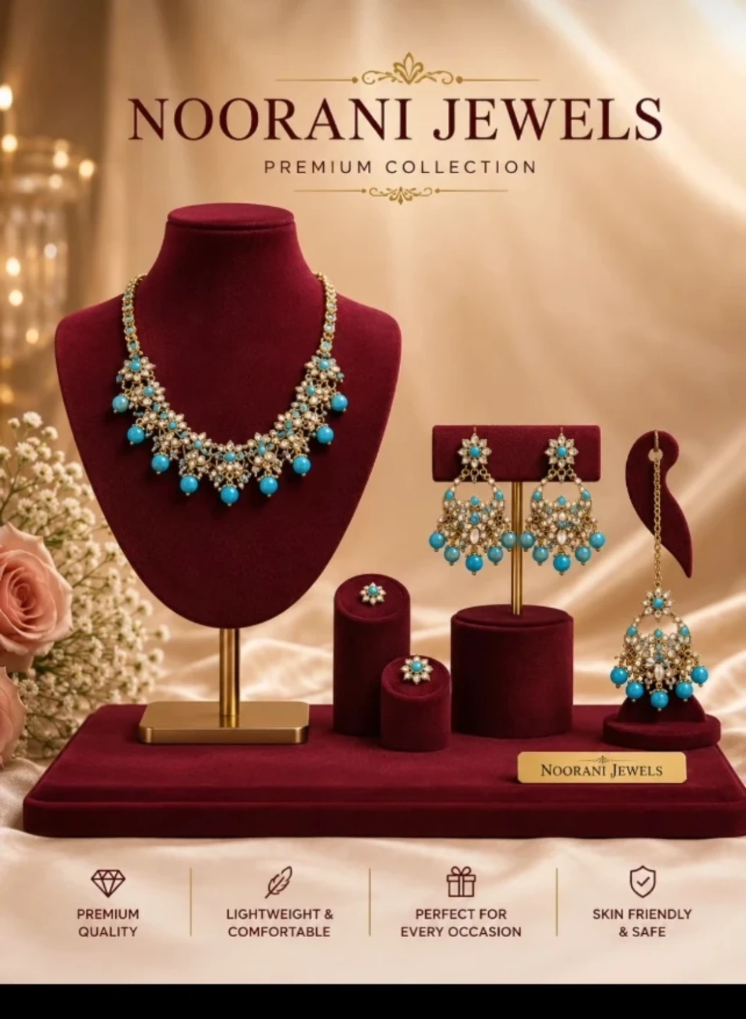 Noorani Jewels Premium Collection Necklace and Earrings Set