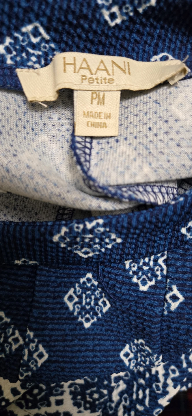 Haan Petite Blue & White Geometric Print Dress - Size PM - photo 3