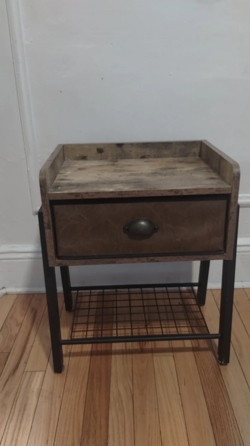 Industrial Nightstand with Drawer - photo 2
