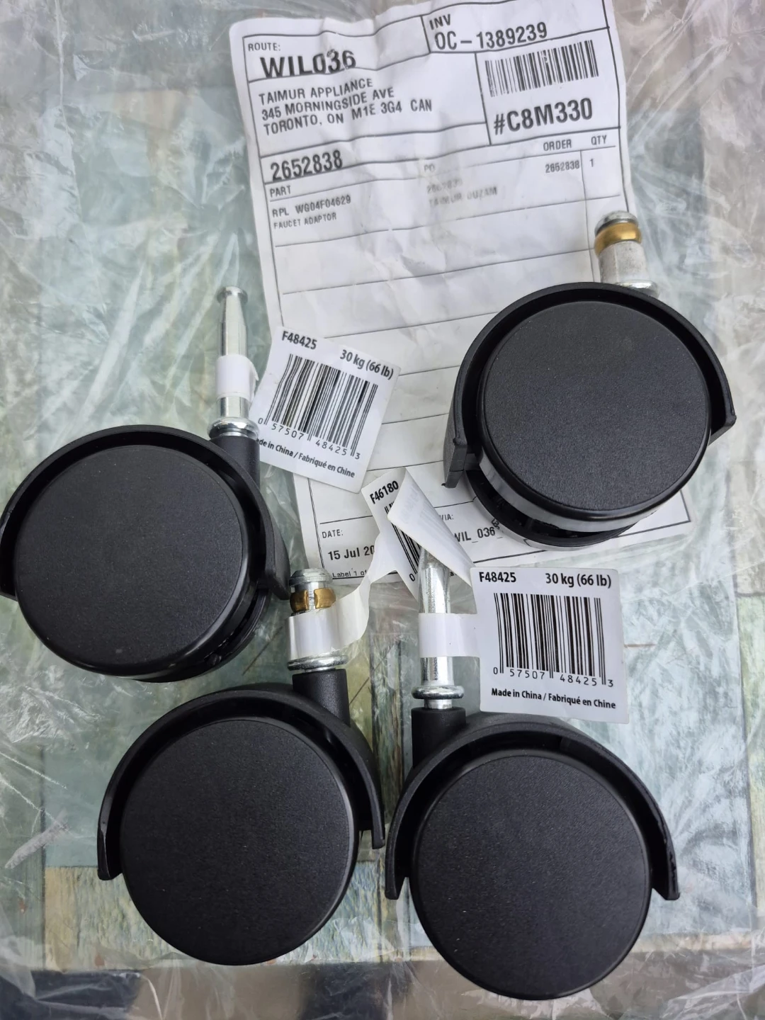 Set of 4 Black Caster Wheels