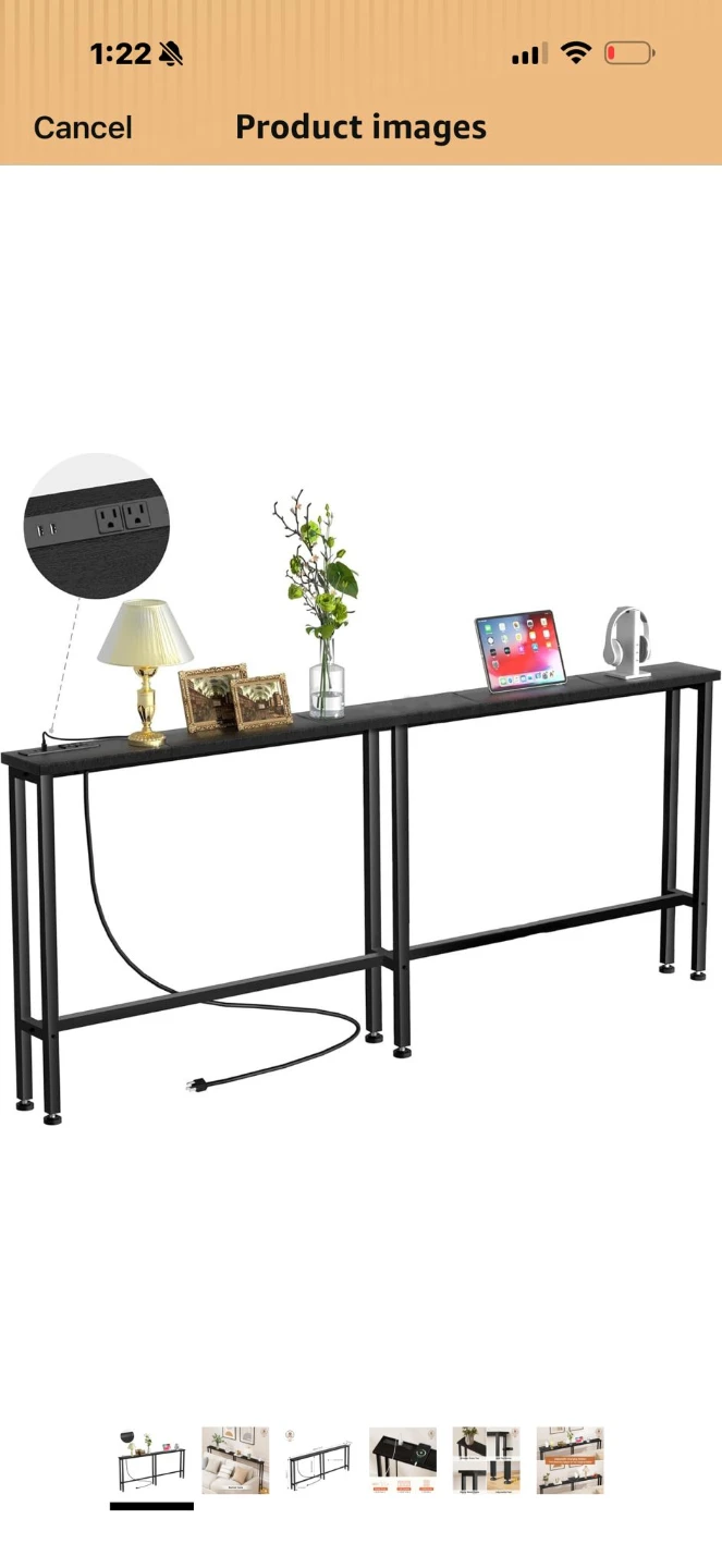 Keelian 78" Narrow Console Sofa Table - Black