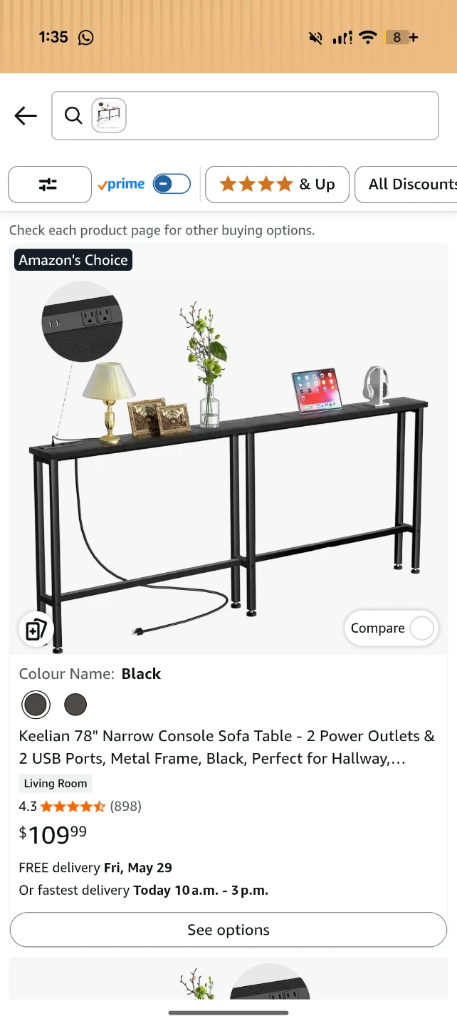 Keelian 78" Narrow Console Sofa Table - Black - photo 2