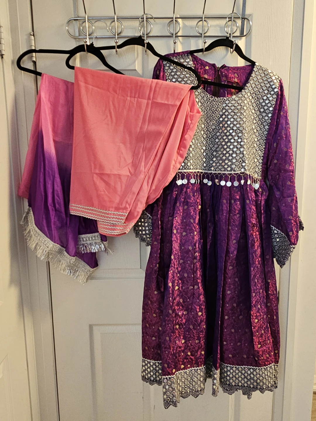 Purple Embroidered Dress with Dupatta