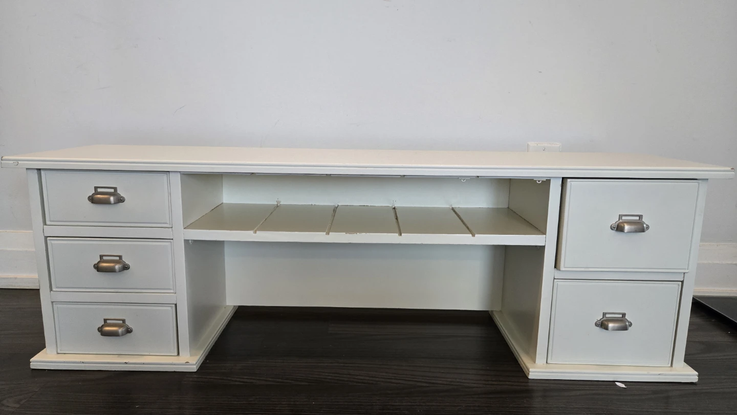 White Desk with 5 Drawers and Shelf - photo 2