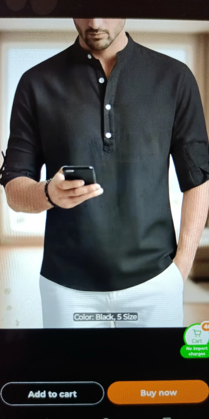 Men's Black Roll Tab Sleeve Summer Shirt - photo 2